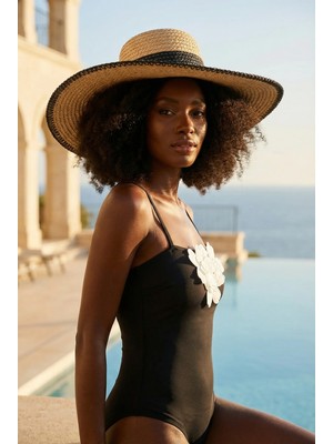 Katia & Bony Kadın Şeritli Hasır Şapka Camel