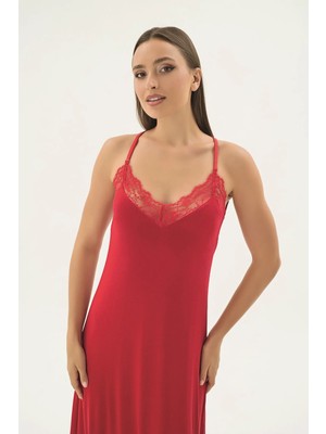 Sevim 17431 Kadın Ince Askılı Uzun Gecelik