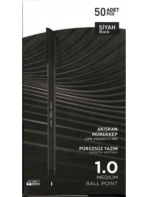  silka linc offix tükenmez kalem 1 mm siyah (50 li paket)