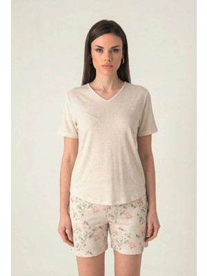 Sevim 17935 Kadın V Yaka Şort Takım