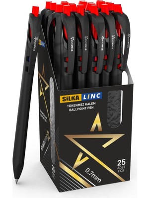 Silka Linc Starone Tükenmez Kalem 0,7 Mm Kırmızı (25 Li Paket)