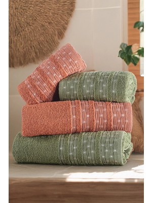 Isessia Pera 4'lü Banyo Havlu Seti Hamam Takımı 100% Pamuk