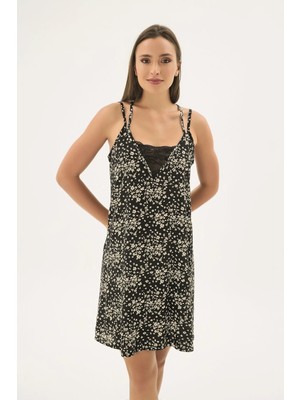 Sevim 17618 Kadın Ince Askılı Kısa Gecelik