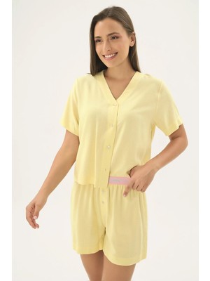 Sevim 17466 Kadın Düğmeli Şort Takım