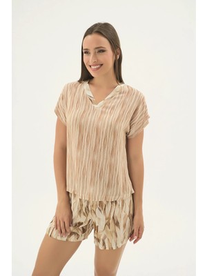 Sevim 17583 Kadın Düşük Omuzlu Şort Takım