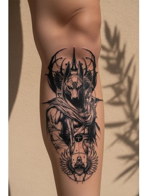 Dövme Kutusu Anubis ve Mısır Mitolojisi Dövmesi – Güç ve Koruma Tasarımı 1 Ay Kalıcı & Yarı Kalıcı Dövme