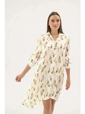 Sevim 17415 Kadın Düğmeli Uzun Gecelik