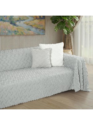 Latuda Home Ponela Koltuk Örtüsü Kaymaz Bohem Punch Kabartmalı 3 Boyutlu 175X350 cm ( X- Large ) Kaymaz, A.gri