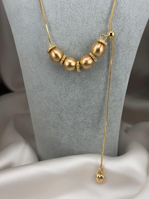 ZS Aksesuar Ayarlanabilir Gold Top Detaylı Çelik Kolye – Uzun Zincir Modern & Zarif Kadın Kolye