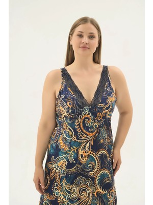 Sevim 17603 Kadın Bıg Sıze Geniş Askılı Uzun Gecelik