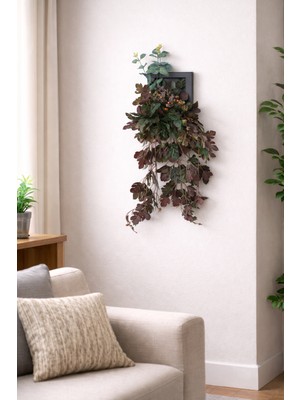 Yapay Çiçek Sitesi Ahşap Çerçeveli Yapay Çiçek Duvar Tablosu 15X24 Model 11