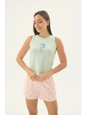 Sevim 17541 Kadın Baskılı Şort Takım