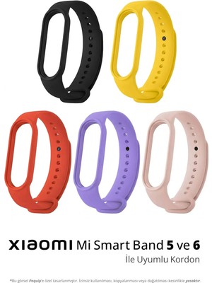 Furenfa Xiaomi Mi Band 5 ve 6 Uyumlu Silikon Yüksek Kalite Kordon Kayış [5'li Set]