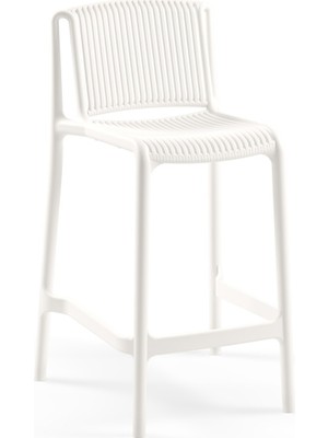 Tilia Nes Polipropilen Bar Sandalyesi 65 cm Süt Beyaz - Mutfak, Kafe, Teras, Havuz Kenarı, Veranda, Restoran, İç ve Dış Mekan İçin