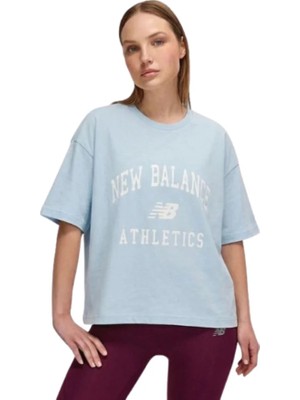 New Balance Nb Lifestyle Women Tshirt WNT1402-DUS Mavi Tişört