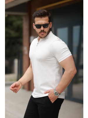 Gacha Erkek Fermuarlı Yaka Kısa Kollu Tişört