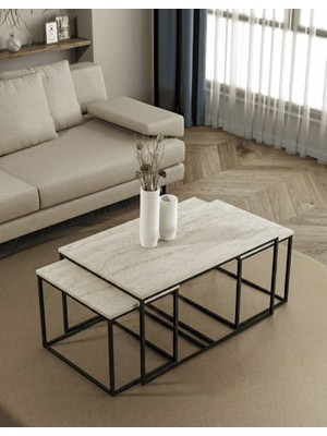 Savita Home Flora Orta ve Zigon-Yan Sehpa Seti - 43 cm