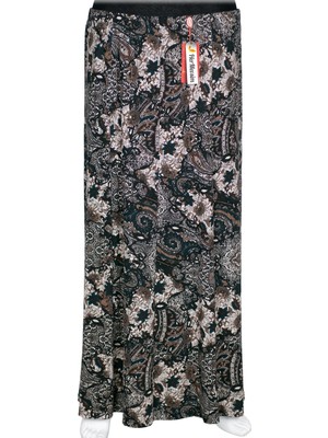 Hermevsim Hesna Kadın Betül 8 Parça Lastikli Astarsız Siyah Etek Desen 56