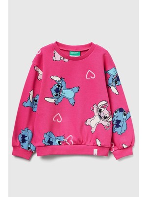 United Colors Of Benetton Pembe Mix Kadın / Kız Kk_tamamı Baskılı Logo Etiketli Comfort Fit Sweatshirt Model Kodu: 3UNPG10KDPEMBE Mix