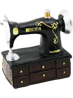 Krm Dikiş Makinesi Vintage Dekoratif Biblo 20X15X8.5CM Reçine (5047) Krm