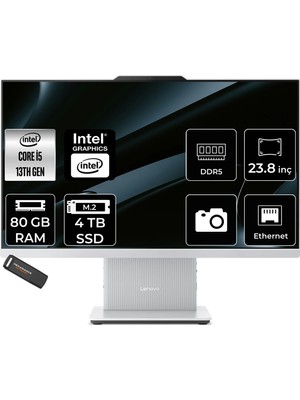 Lenovo Ideacentre 24IRH9 Intel Core I5 13420H 80GB 4tb SSD 23.8" Fhd 100Hz Fdos All In One Bilgisayar & Per4 USB Bellek F0HN0054TRP340