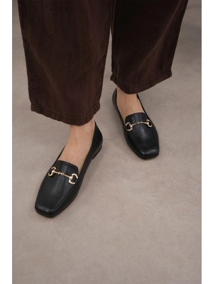 Mio Gusto Kayra Siyah Renk Metal Tokalı Kadın Babet