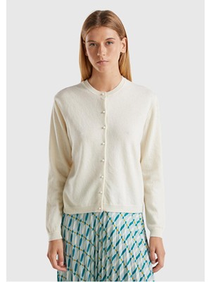 United Colors Of Benetton Krem Kadın / Kız KDN_%100 Merino Bisiklet Yaka Inci Düğmeli Hırka Model Kodu: 1002D501UKREM