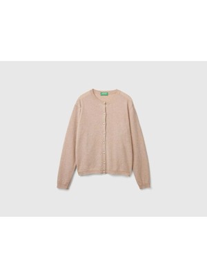 United Colors Of Benetton Ekru Kadın / Kız KDN_%100 Merino Bisiklet Yaka Inci Düğmeli Hırka Model Kodu: 1002D501UEKRU