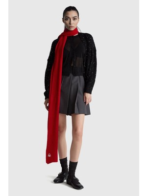 United Colors Of Benetton Siyah Kadın / Kız Kdn_simli Düğmeli Bisiklet Yaka Slim Fit Hırka Model Kodu: 33UXD500Y700