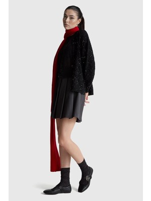 United Colors Of Benetton Siyah Kadın / Kız Kdn_yün Karışımlı Desenli Düğmeli Hırka Model Kodu: 1LPRD605A700