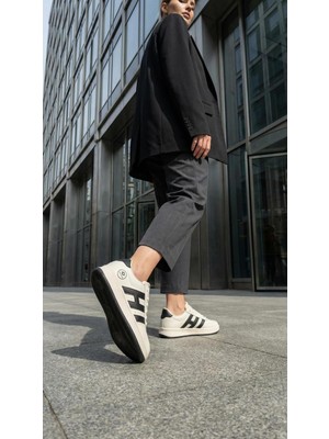 Solazer Kadın Bej-Siyah Sneaker Günlük Yürüyüş Spor Ayakkabı 037