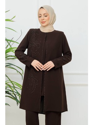 KMK Kombin Kadın Taş Detaylı Işıltılı Alt-Üst Tesettür Takım