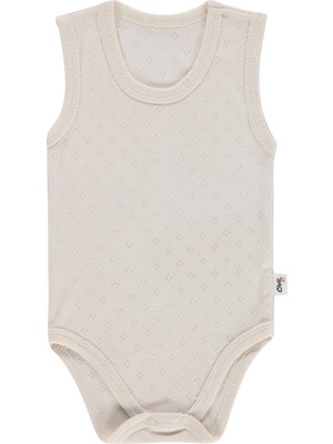 Civil Baby Jakarlı 3-36 Ay Çıtçıtlı Badi - Ekru