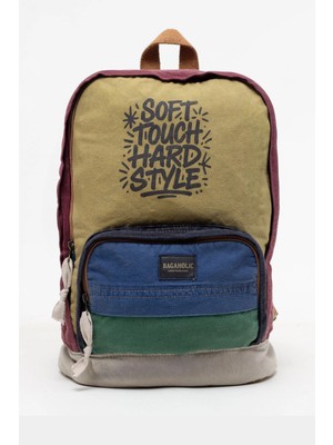 Kaff Fermuarlı Ön Cepli Design Salaş Unisex Vintage Kanvas Sırt Çantası -Moonvntg