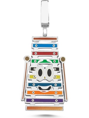 Kayra Gümüş Ksilofon Mineli Beyaz Altın Kapma Kolye Ucu TG35