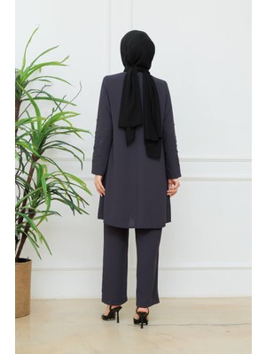 KMK Kombin Kadın Taş Detaylı Işıltılı Alt-Üst Tesettür Takım