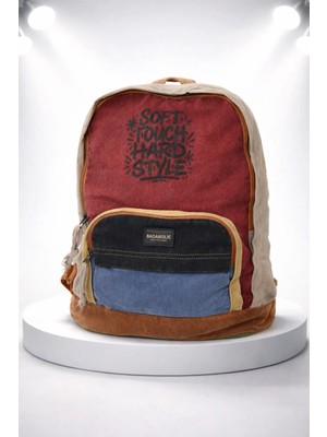 Kaff Fermuarlı Ön Cepli Design Salaş Unisex Vintage Kanvas Sırt Çantası -Moonvntg