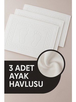 Isessia 3 Adet %100 Pamuk En Iyi Emici Ayak Havlusu : Konforlu Banyo Paspası 50X70CM Terra Beyaz