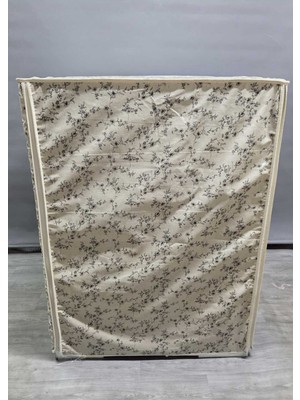 Başak Ev Tekstili Krem Siyah Çiçek Desenli Kumaş Çamaşır Makinesi Örtüsü – Leke Tutmaz, Su Geçirmez Modern Tasarım