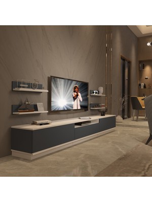Decoraktiv Trendstyle 270RS Mdf Tv Ünitesi Tv Sehpası - Beyaz Antrasit