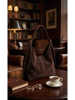 Zeda Byes Kadın Acı Kahve Deri Ayarlanabilir Askılı Hobo Omuz Çantası