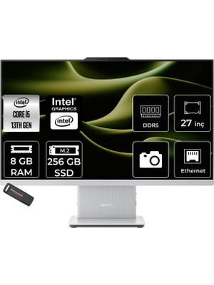 Lenovo Ideacentre 27IRH9 Intel Core I5 13420H 8gb 256GB SSD 27" Fhd Fdos All In One Bilgisayar & Per4 USB Bellek F0HM0046TRP301