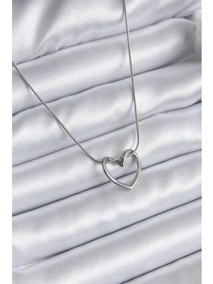 Krm 316L Çelik Gümüş Renk Kalp Model Kadın Kolye Krm