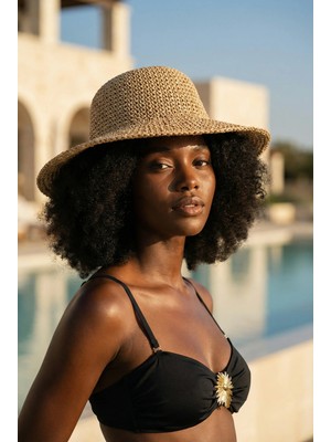 Katia & Bony Kadın Örgülü Hasır Şapka Camel