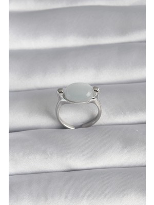 Krm Pirinç Gümüş Renk Sedefli Kadın Yüzük Krm