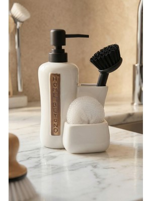 Acar Vilya Sünger & Fırça Hazneli Sıvı Sabunluk Beyaz - 400 ml