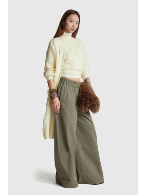 United Colors Of Benetton Krem Kadın / Kız Kdn_yün Karışımlı Ribana Detaylı Cepli Uzun Hırka Model Kodu: 18L4EN00JKREM