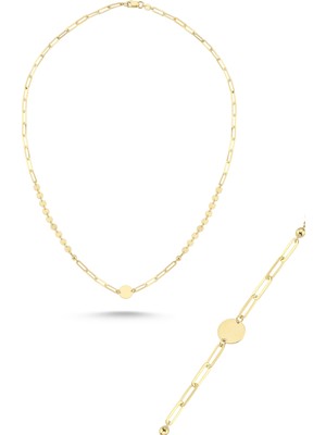 Zümrüt Sarraf 14 Ayar Altın Pullu Ataç Zincir Kolye