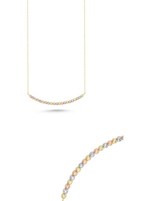 Zümrüt Sarraf 14 Ayar Altın Üç Renkli Dorikalı Kolye