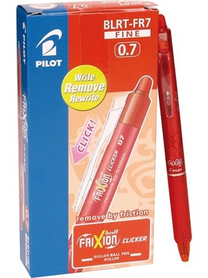 Pilot Silinebilir Tükenmez Kalem Frixion Clicker 0.7 Mm Bilye Uç Kırmızı Blrt-Fr7-R (12 Li Kutu)